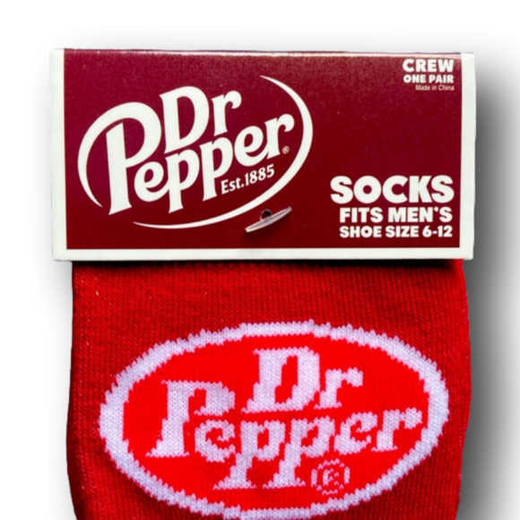 3/$20 Dr. Pepper Retro Soda Logo Funny Novelty Crew Socks - NWT - Picture 2 of 3